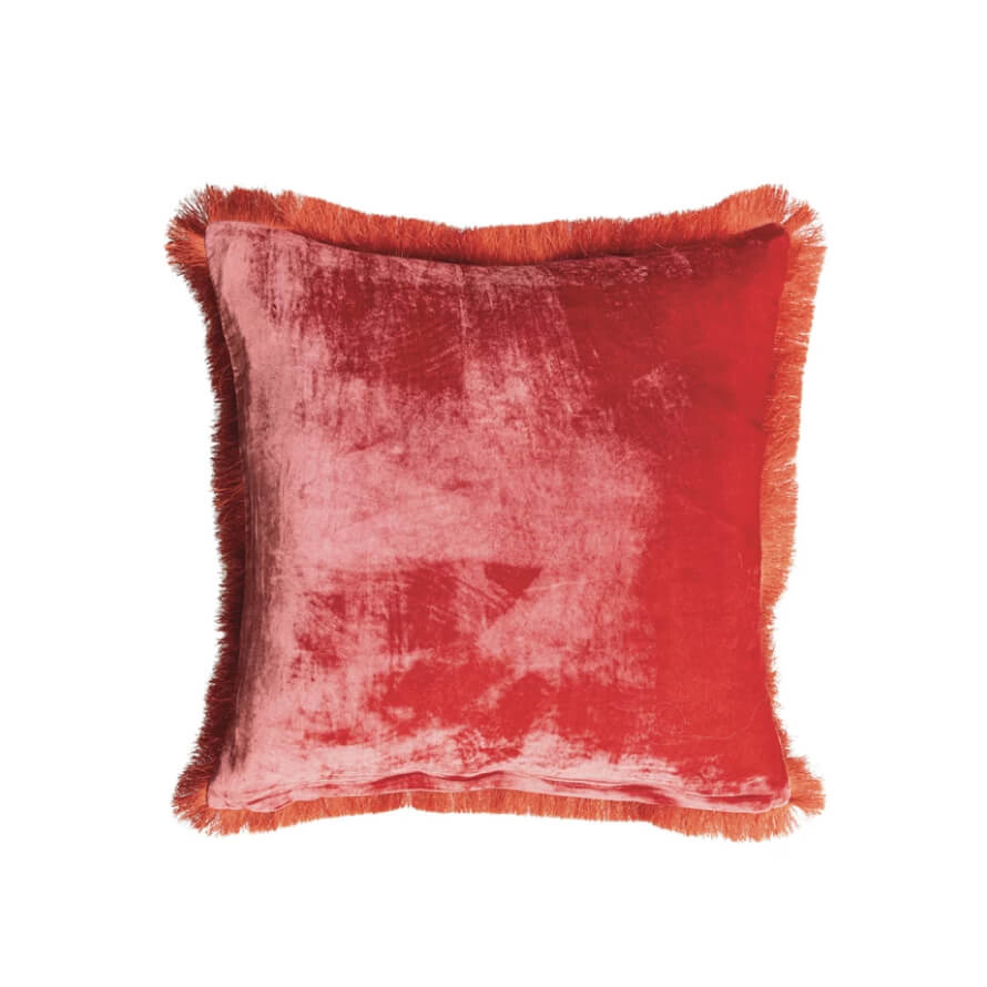 Square Velvet & Eyelash Fringe Pillow berry front | MILK MONEY milkmoney.co | Home decor online, Modern home decor, Luxury home furnishings, Best home decor, Home accessories for sale, Living room furniture sets, Kitchen decor ideas, Wall art for home, Bathroom accessories, Vintage home decor, Minimalist home decor