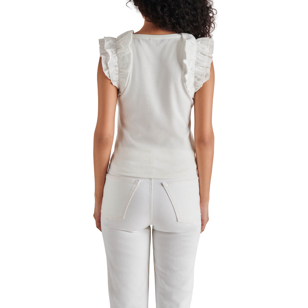 Steve Madden Adela Top white back | MILK MONEY milkmoney.co | cute tops for women. trendy tops for women. cute blouses for women. stylish tops for women. pretty womens tops.
