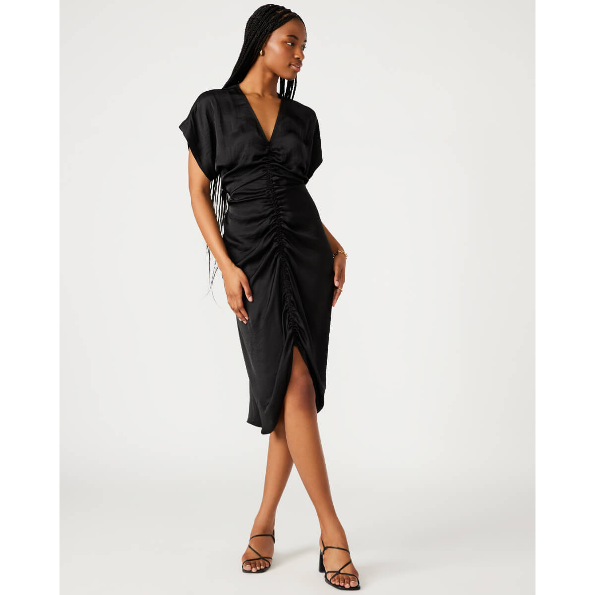 Steve Madden Aimee Ruched Front Midi Dress