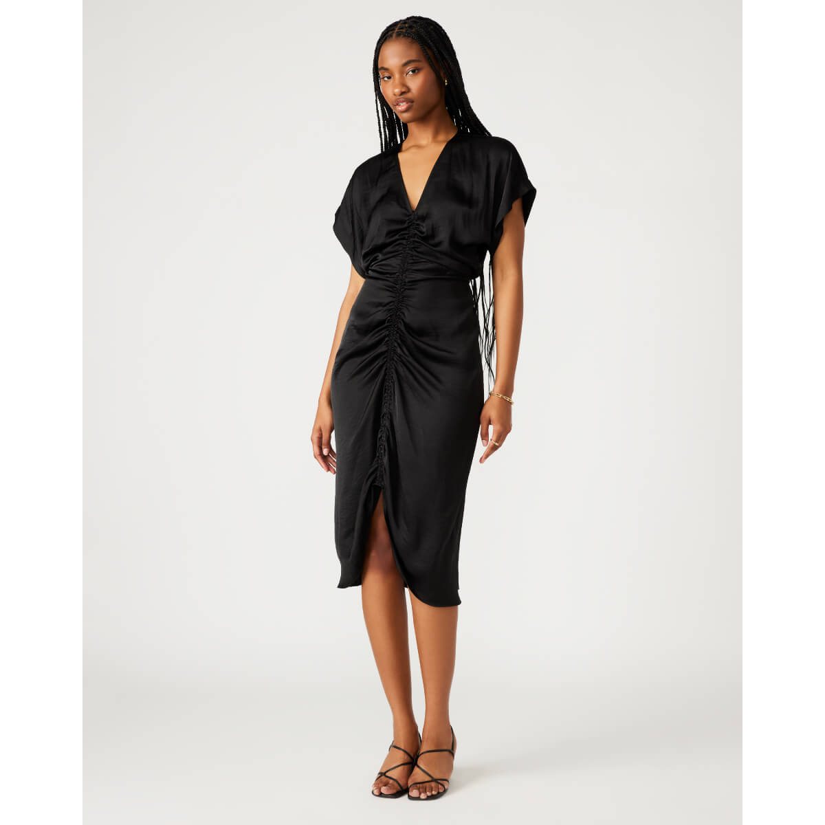 Steve Madden Aimee Ruched Front Midi Dress