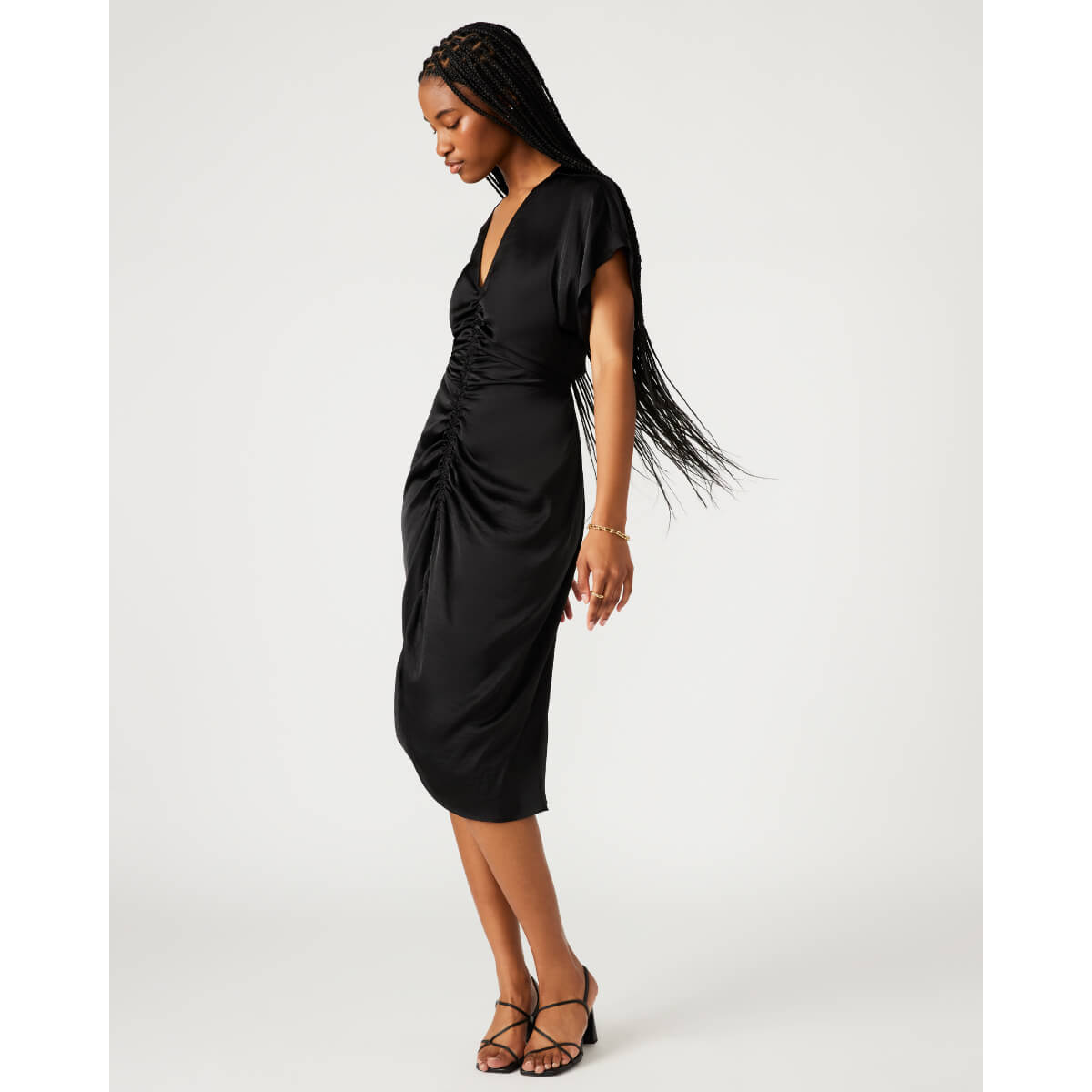 Steve Madden Aimee Ruched Front Midi Dress