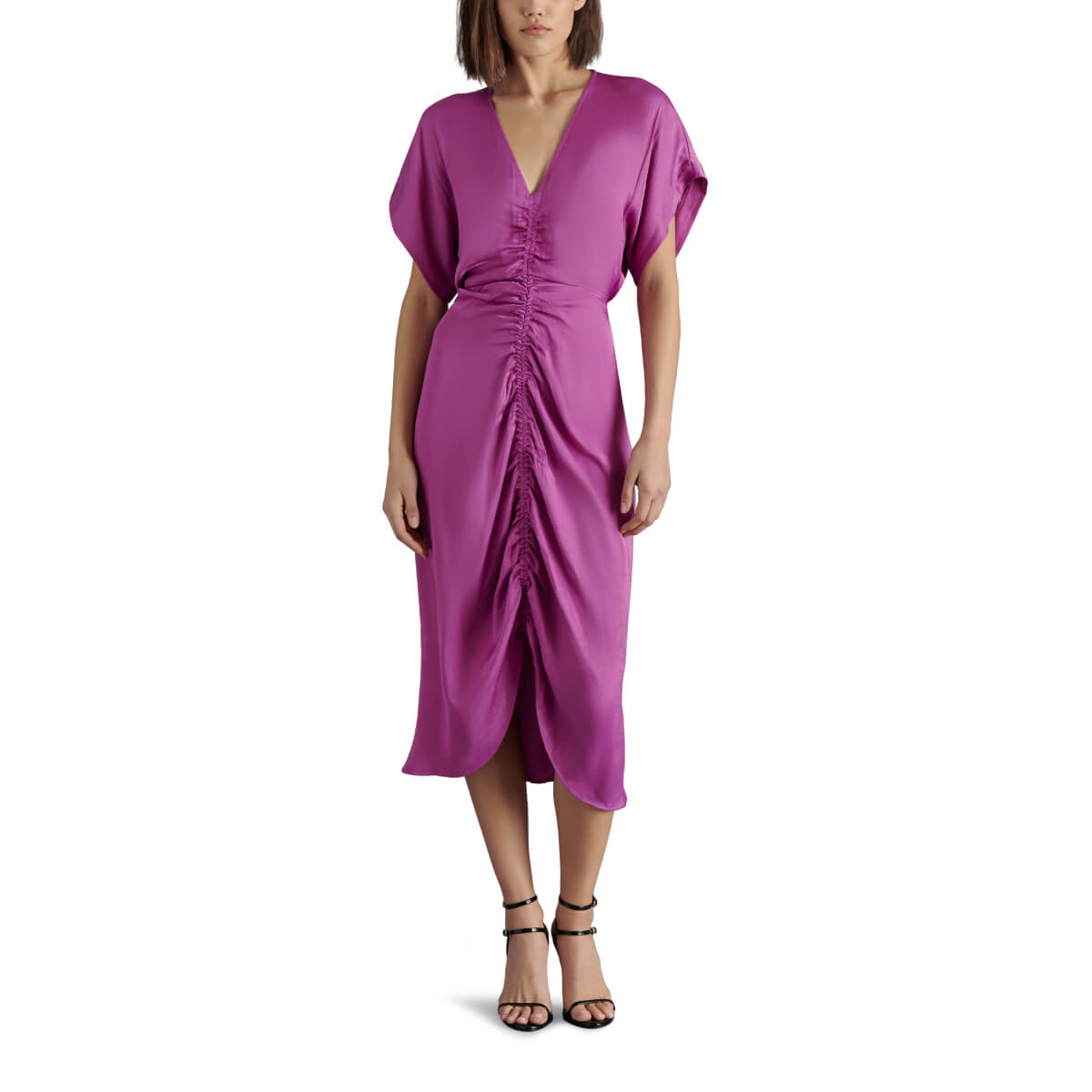 Steve Madden Aimee Ruched Front Midi Dress