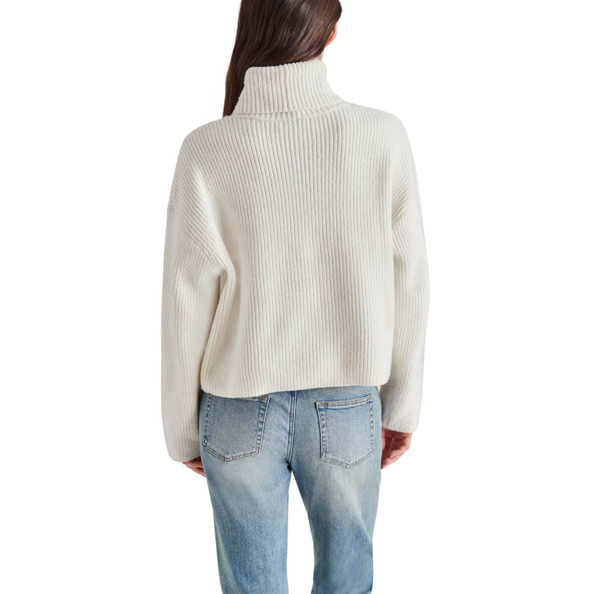 Steve Madden Astro Sequin Turtle Neck Sweater white back | MILK MONEY milkmoney.co | cute sweaters for women, cute knit sweaters, cute pullover sweaters