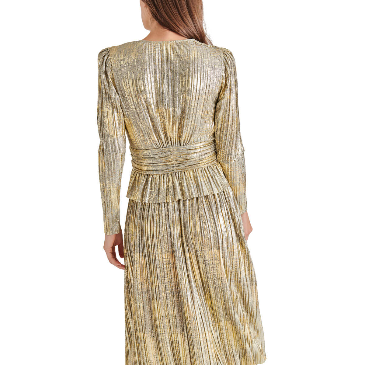 Steve Madden Azura Metallic Peplum Top golf back | MILK MONEY milkmoney.co | cute tops for women. trendy tops for women. cute blouses for women. stylish tops for women. pretty womens tops.