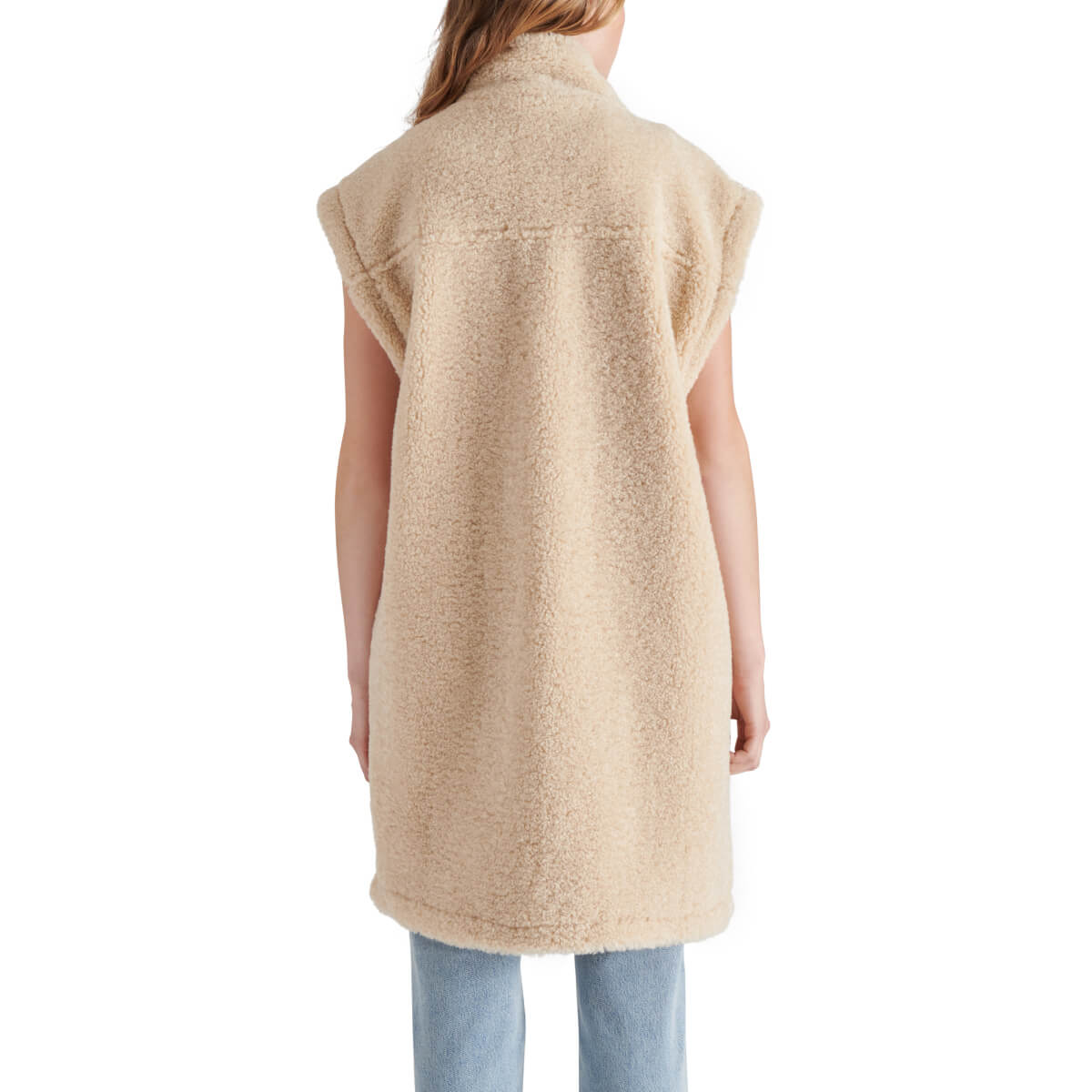 Steve Madden Benit Faux Shearling Vest beige back | MILK MONEY milkmoney.co | cute jackets for women. cute coats. cool jackets for women. stylish jackets for women. trendy jackets for women. trendy womens coats.
