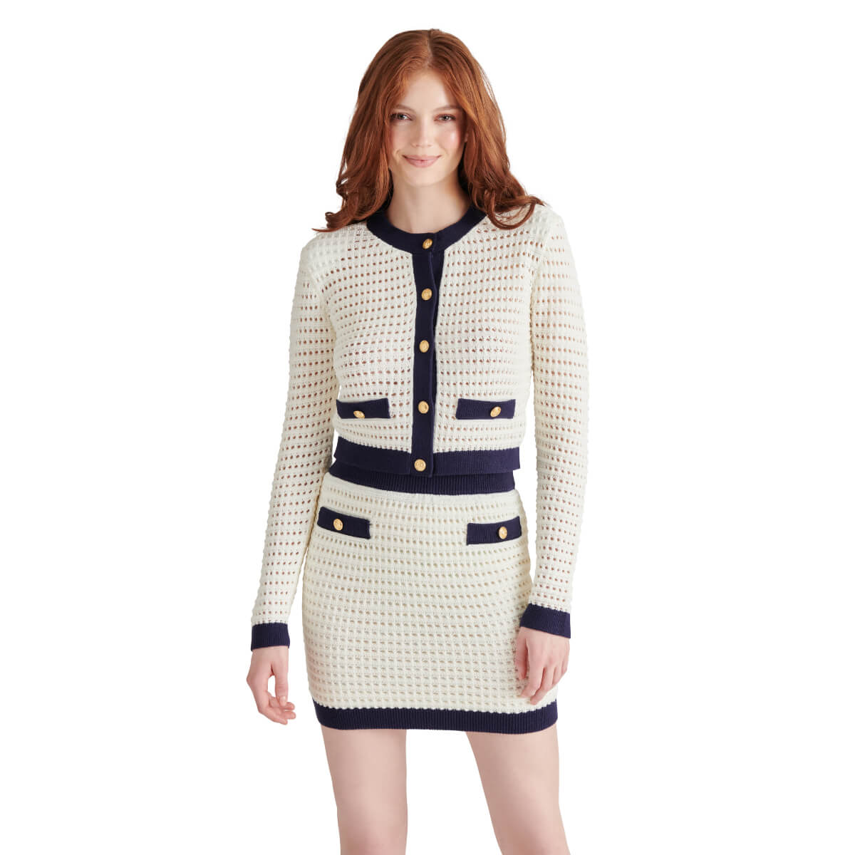 Steve Madden Casette Cardigan white front | MILK MONEY milkmoney.co | cute tops for women. trendy tops for women. cute blouses for women. stylish tops for women. pretty womens tops.