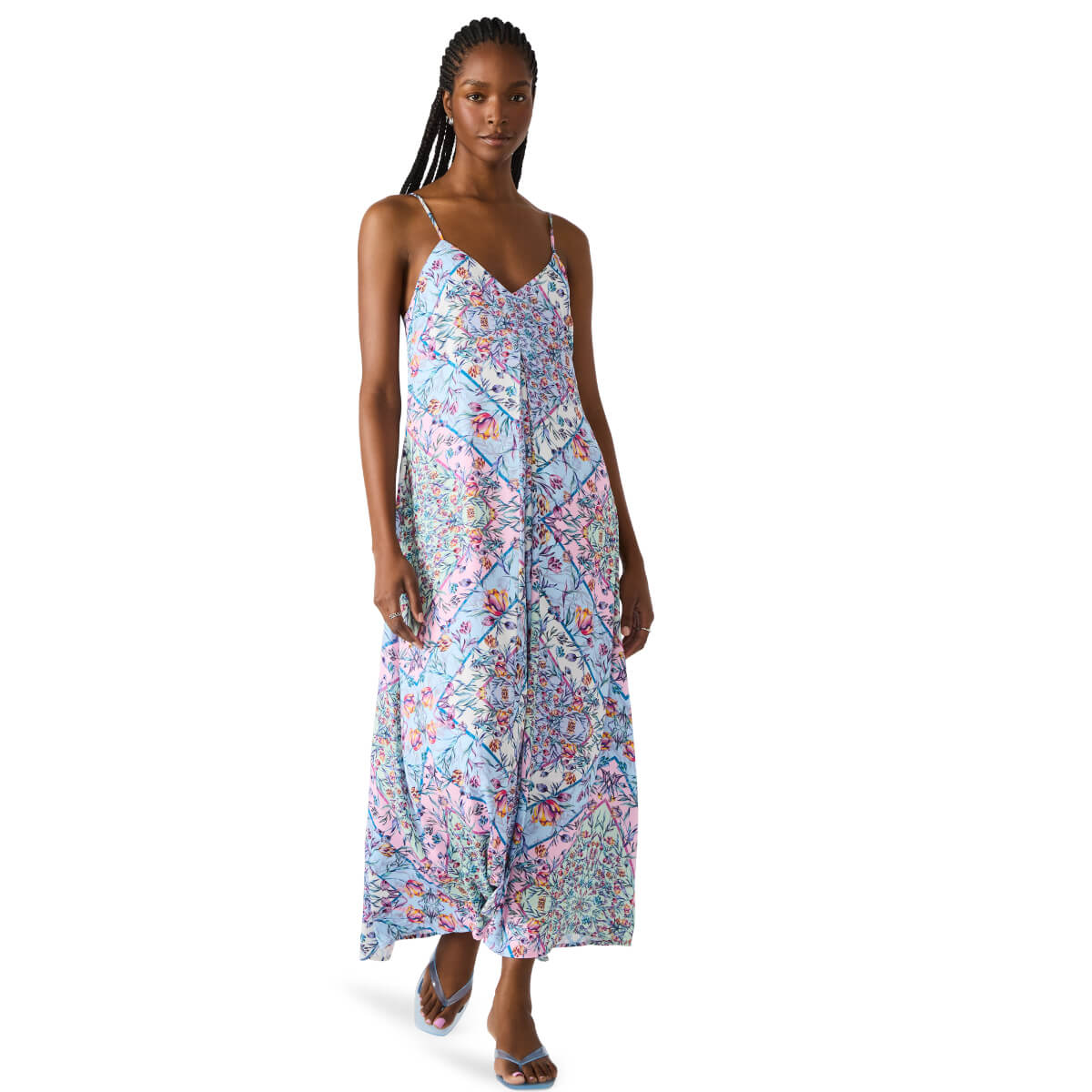 Steve Madden Chase Maxi Sundress front blue | MILK MONEY milkmoney.co | cute clothes for women. womens online clothing. trendy online clothing stores. womens casual clothing online. trendy clothes online. trendy women's clothing online. ladies online clothing stores. trendy women's clothing stores. cute female clothes.