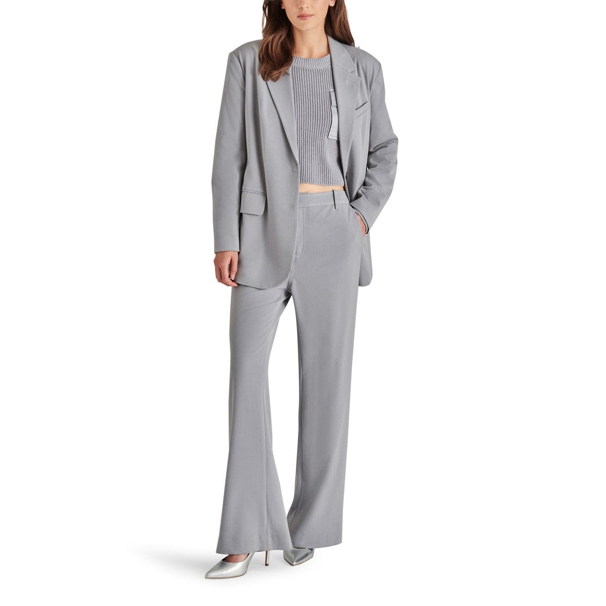 Steve Madden Devin Bootcut Pants steel grey front | MILK MONEY milkmoney.co | cute clothes for women. womens online clothing. trendy online clothing stores. womens casual clothing online. trendy clothes online. trendy women's clothing online. ladies online clothing stores. trendy women's clothing stores. cute female clothes.