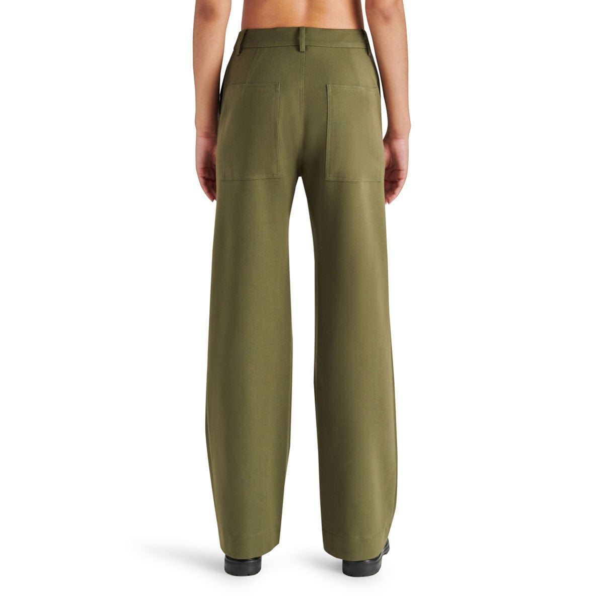 Steve Madden Devin Bootcut Pants olive back | MILK MONEY milkmoney.co | cute clothes for women. womens online clothing. trendy online clothing stores. womens casual clothing online. trendy clothes online. trendy women's clothing online. ladies online clothing stores. trendy women's clothing stores. cute female clothes.
