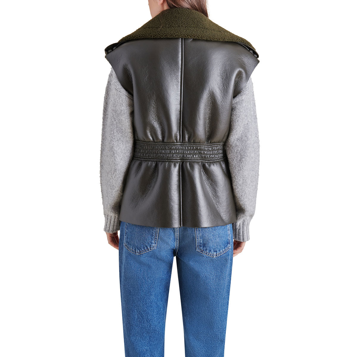 Steve Madden Fawn Oversize Faux Shearling Vest green back| MILK MONEY milkmoney.co | cute clothes for women. womens online clothing. trendy online clothing stores. womens casual clothing online. trendy clothes online. trendy women's clothing online. ladies online clothing stores. trendy women's clothing stores. cute female clothes.