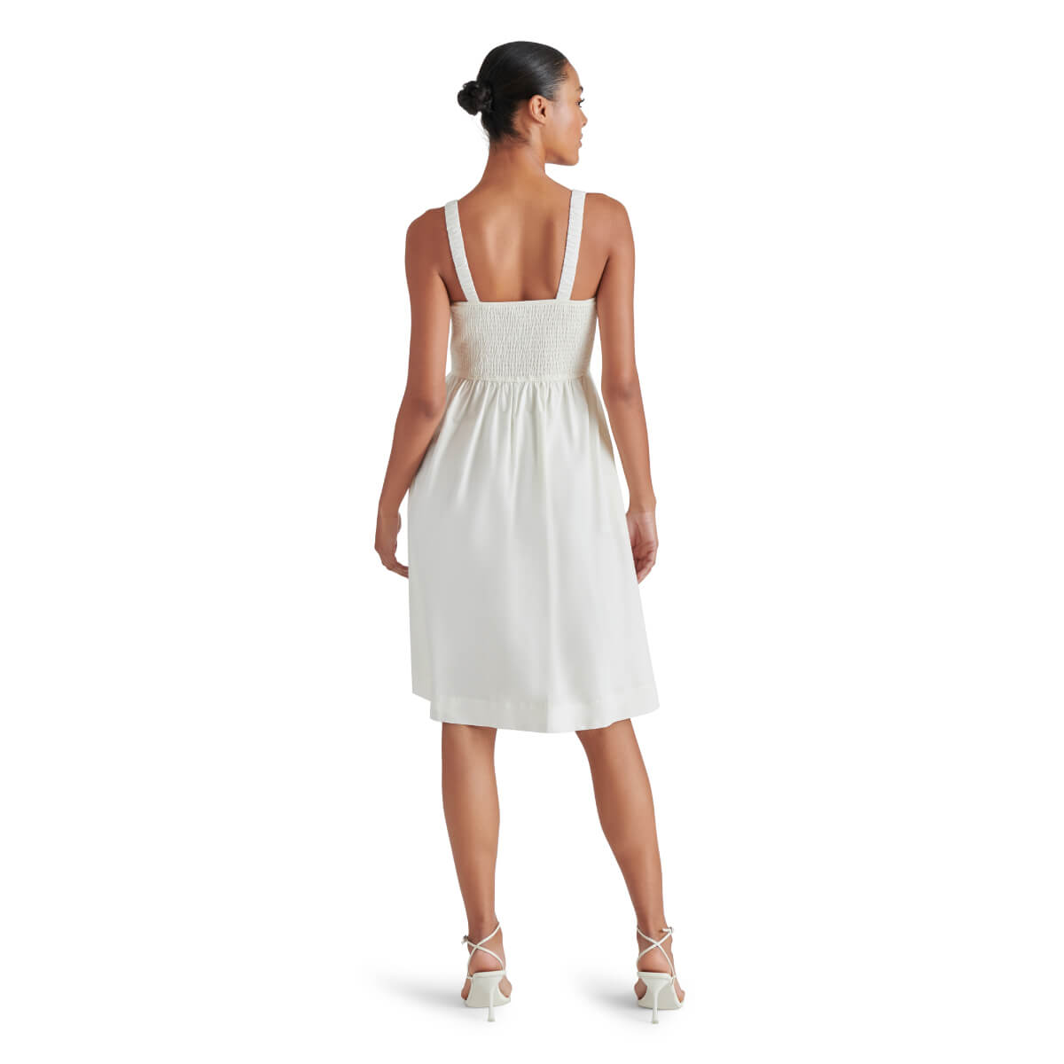 Steve Madden Fleur Smocked Scoop Neck Dress white back | MILK MONEY milkmoney.co | cute clothes for women. womens online clothing. trendy online clothing stores. womens casual clothing online. trendy clothes online. trendy women's clothing online. ladies online clothing stores. trendy women's clothing stores. cute female clothes.