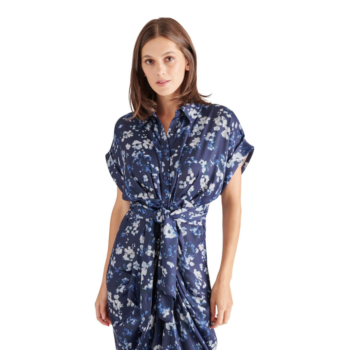 Steve Madden Floral Print Tori Dress blue front | MILK MONEY milkmoney.co | cute clothes for women. womens online clothing. trendy online clothing stores. womens casual clothing online. trendy clothes online. trendy women's clothing online. ladies online clothing stores. trendy women's clothing stores. cute female clothes.