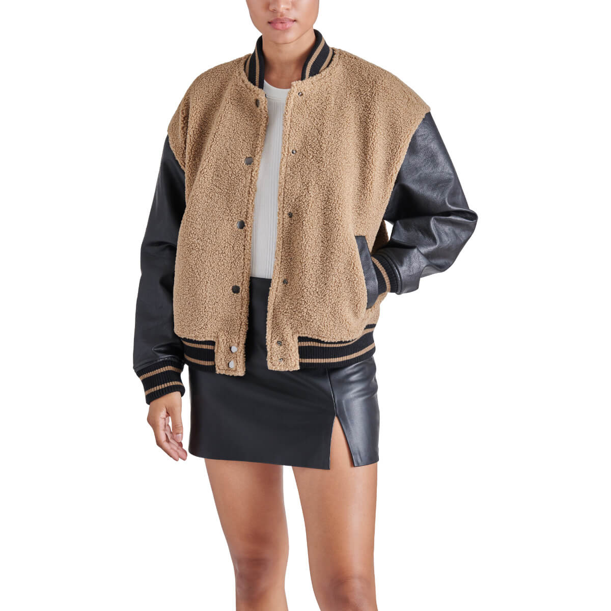 Steve Madden Florence Bomber Jacket brown front | MILK MONEY milkmoney.co | cute jackets for women. cute coats. cool jackets for women. stylish jackets for women. trendy jackets for women. trendy womens coats.