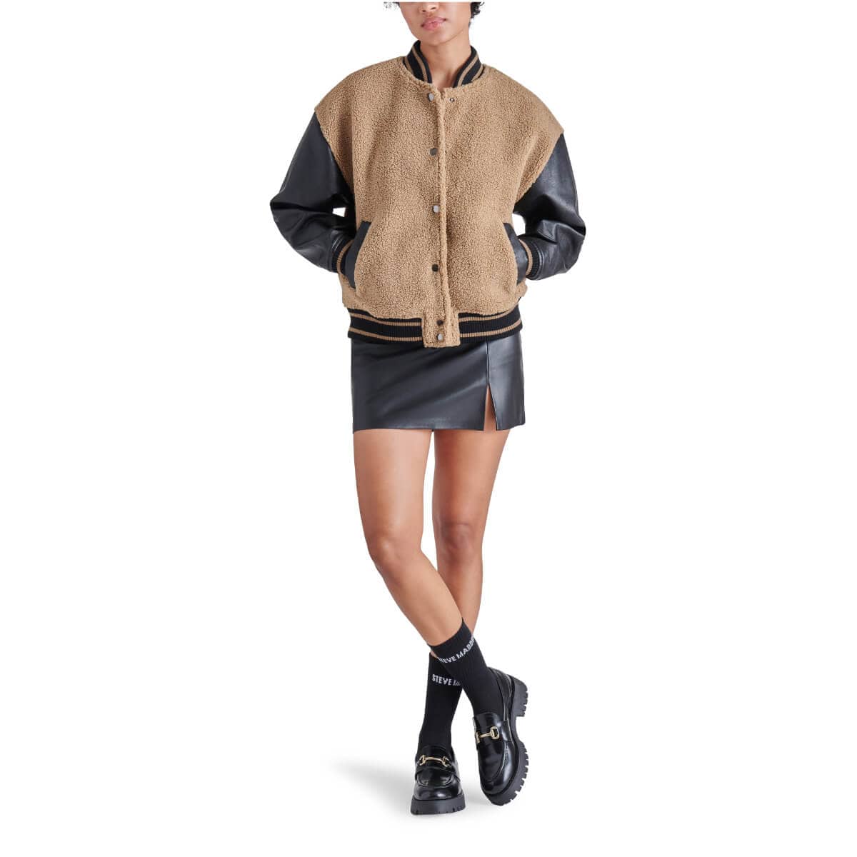 Steve Madden Florence Bomber Jacket brown front | MILK MONEY milkmoney.co | cute jackets for women. cute coats. cool jackets for women. stylish jackets for women. trendy jackets for women. trendy womens coats.