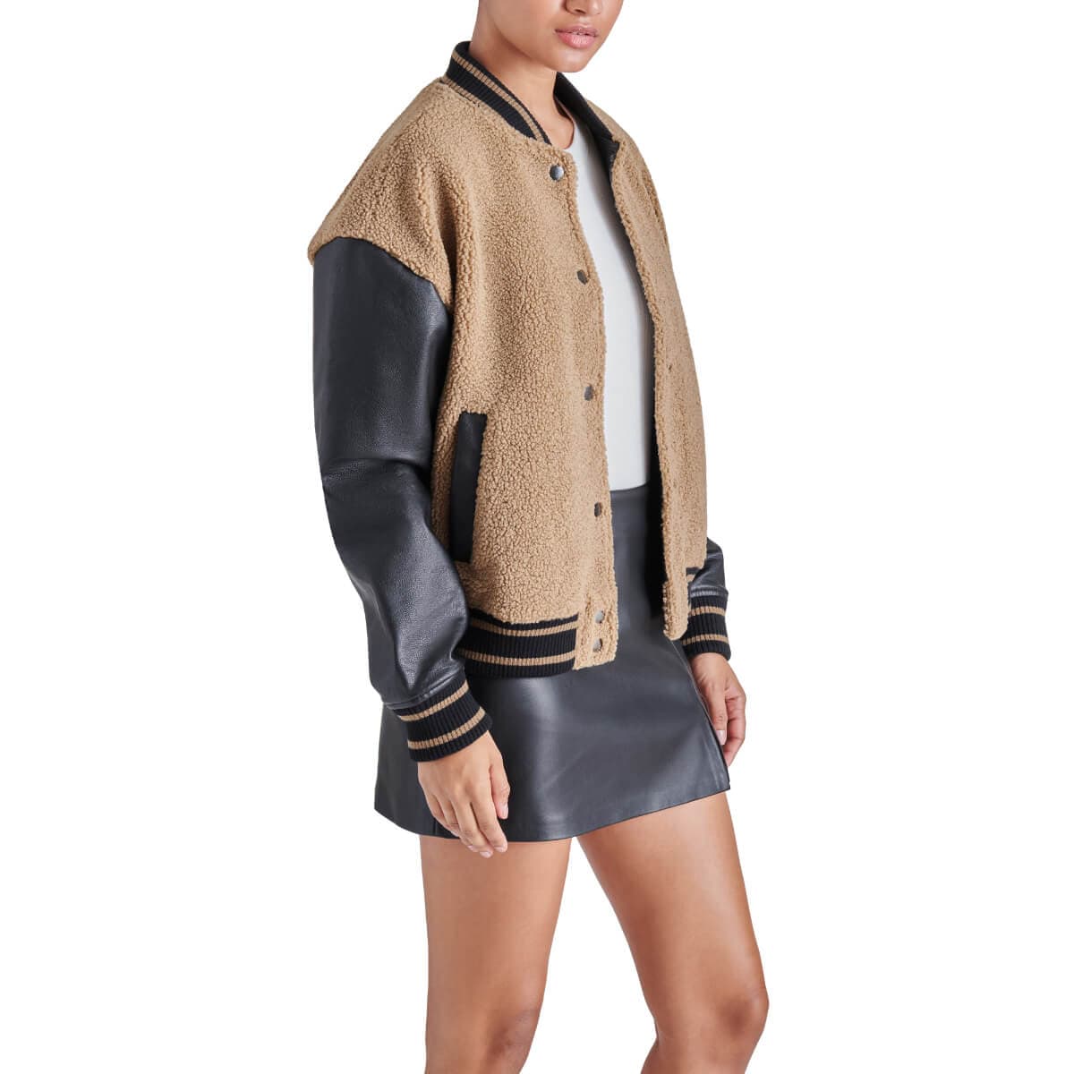 Steve Madden Florence Bomber Jacket brown side | MILK MONEY milkmoney.co | cute jackets for women. cute coats. cool jackets for women. stylish jackets for women. trendy jackets for women. trendy womens coats.