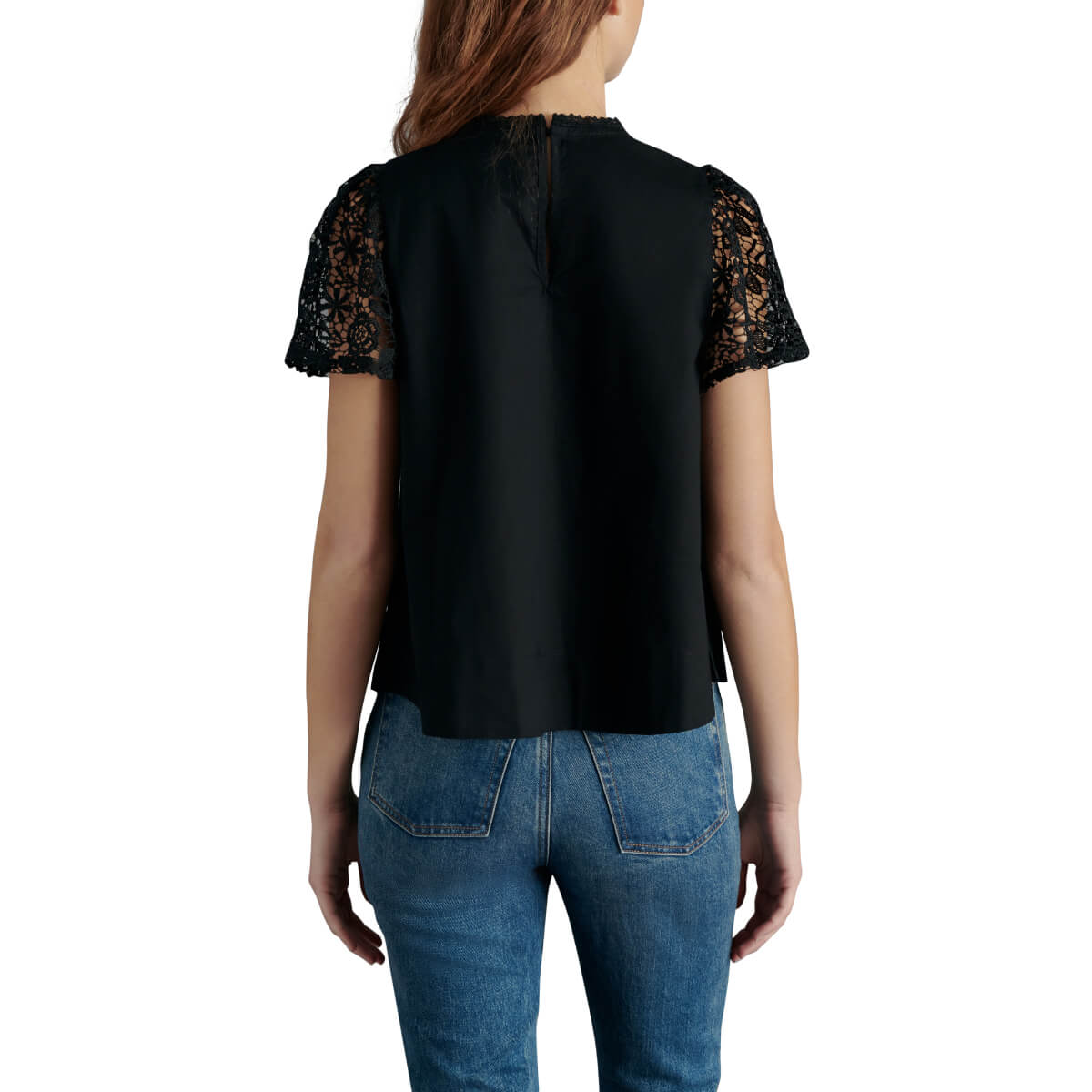 Steve Madden Fraisa Floral Lace Illusion Cotton Top