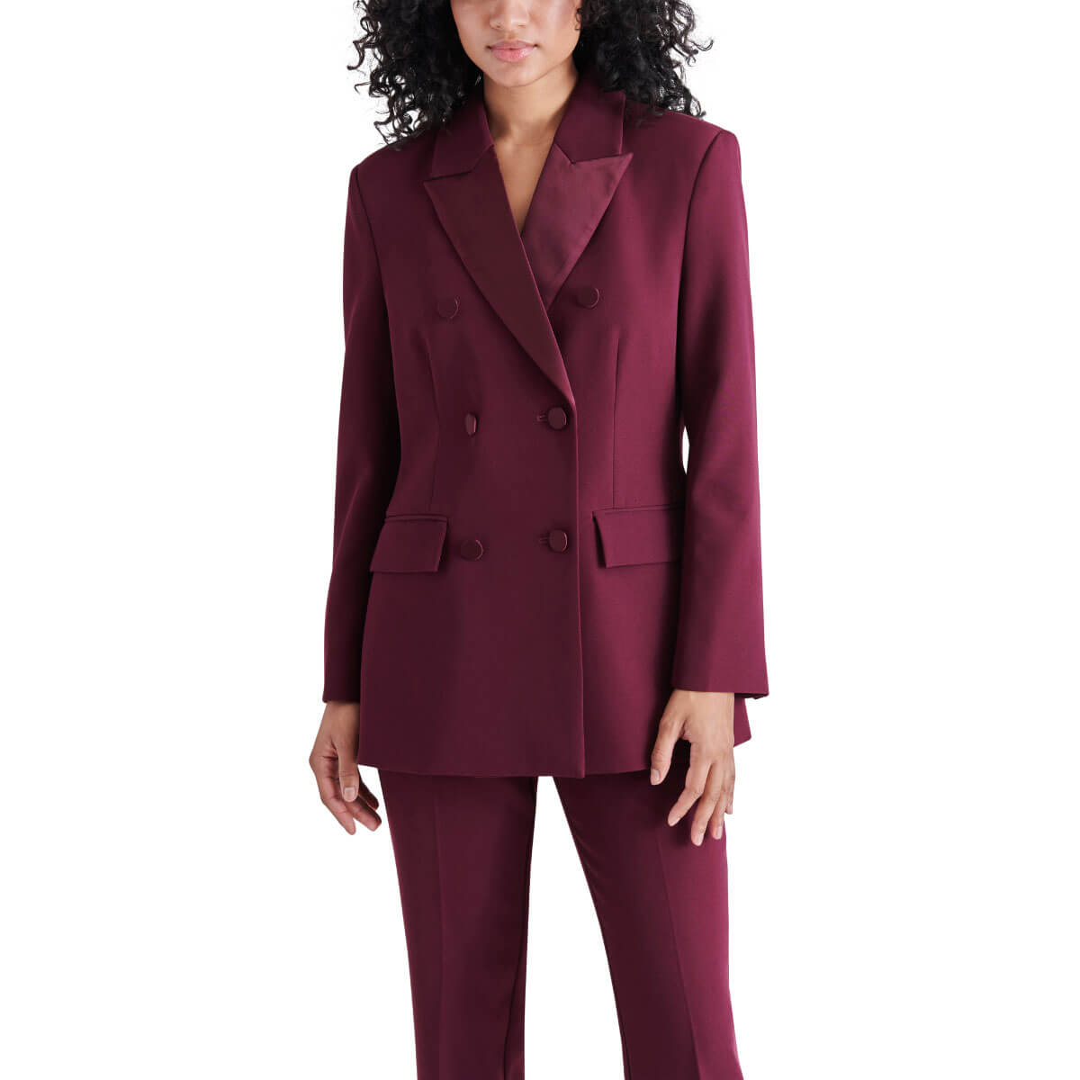 Steve Madden Hayley Double Breasted Suit Blazer fig front | MILK MONEY milkmoney.co | cute jackets for women. cute coats. cool jackets for women. stylish jackets for women. trendy jackets for women. trendy womens coats.