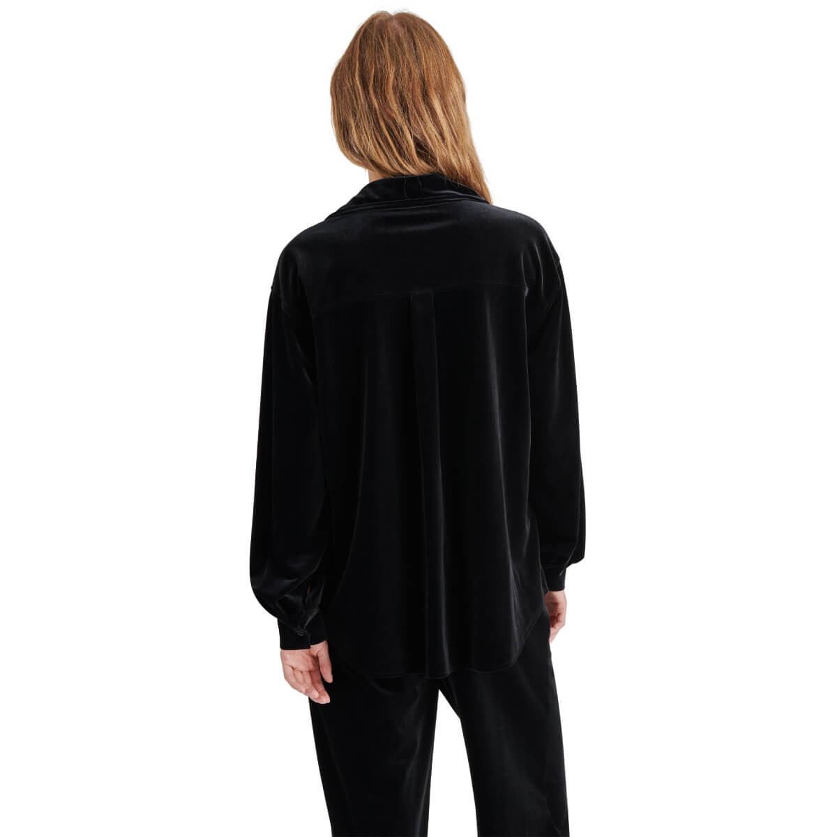 Steve Madden Jaelynn Velvet Fold-Collar Blouse black back | MILK MONEY milkmoney.co | cute tops for women. trendy tops for women. cute blouses for women. stylish tops for women. pretty womens tops.