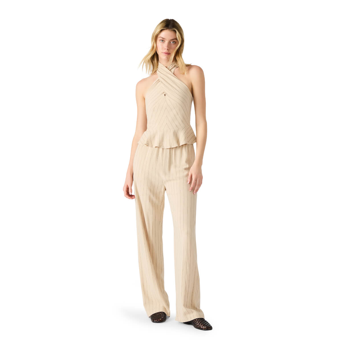 Steve Madden Kosta Stripe Crossover Peplum Top