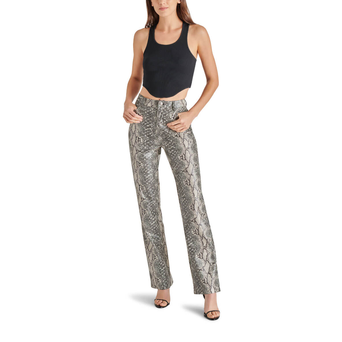 Steve Madden Loren Faux Snakeskin Pant front | MILK MONEY milkmoney.co | cute pants for women. cute trendy pants.