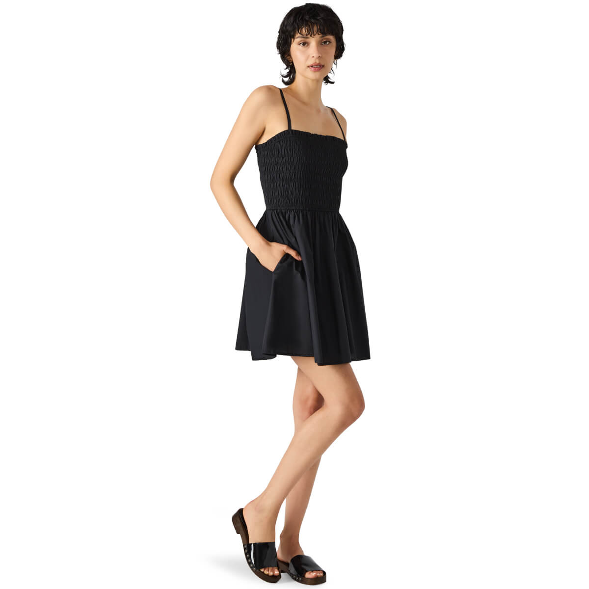 Steve Madden Lotty Smocked Fit & Flare Minidress black | MILK MONEY milkmoney.co | cute clothes for women. womens online clothing. trendy online clothing stores. womens casual clothing online. trendy clothes online. trendy women's clothing online. ladies online clothing stores. trendy women's clothing stores. cute female clothes.