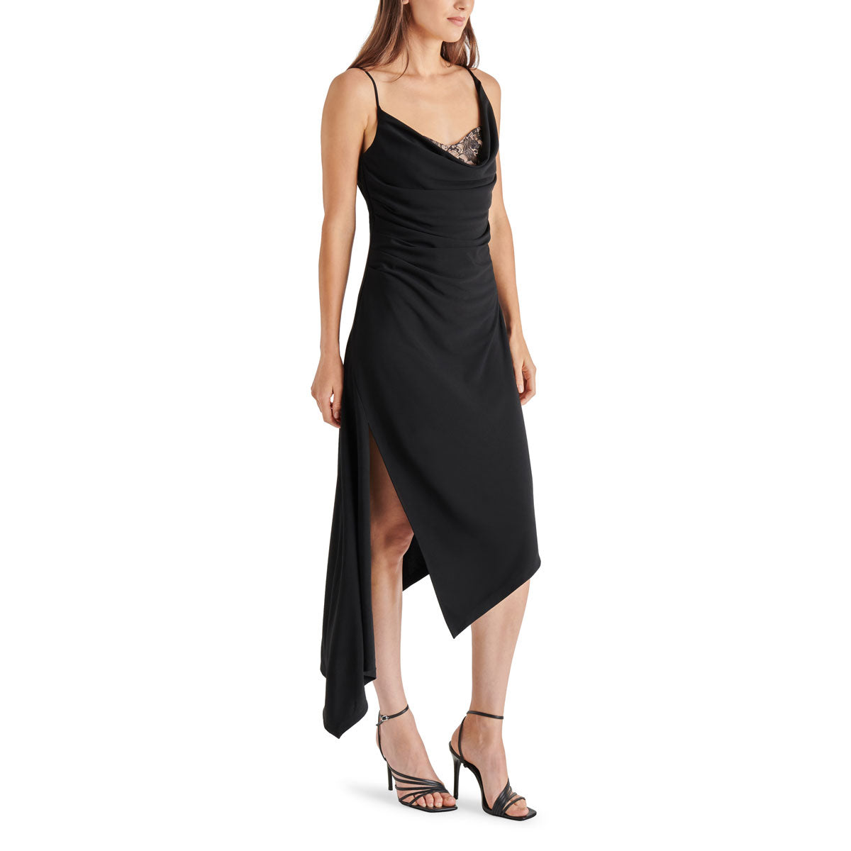 Steve Madden Lysette Draped Lace Slip Dress black side| MILK MONEY milkmoney.co | cute clothes for women. womens online clothing. trendy online clothing stores. womens casual clothing online. trendy clothes online. trendy women's clothing online. ladies online clothing stores. trendy women's clothing stores. cute female clothes.