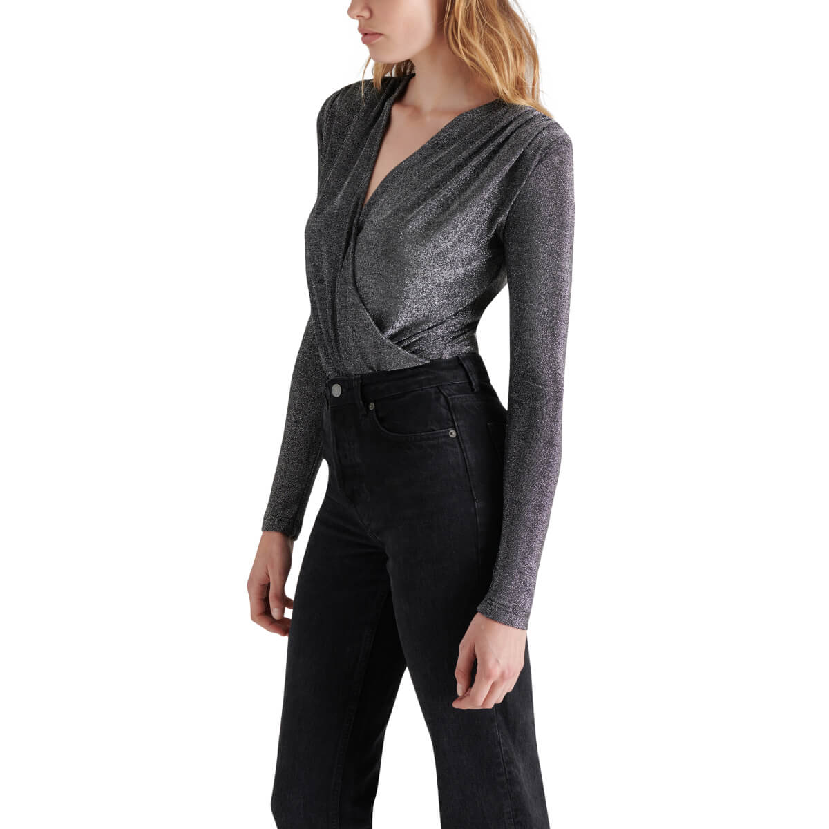 Steve Madden Melvina Bodysuit silver side | MILK MONEY milkmoney.co | cute tops for women. trendy tops for women. cute blouses for women. stylish tops for women. pretty womens tops.