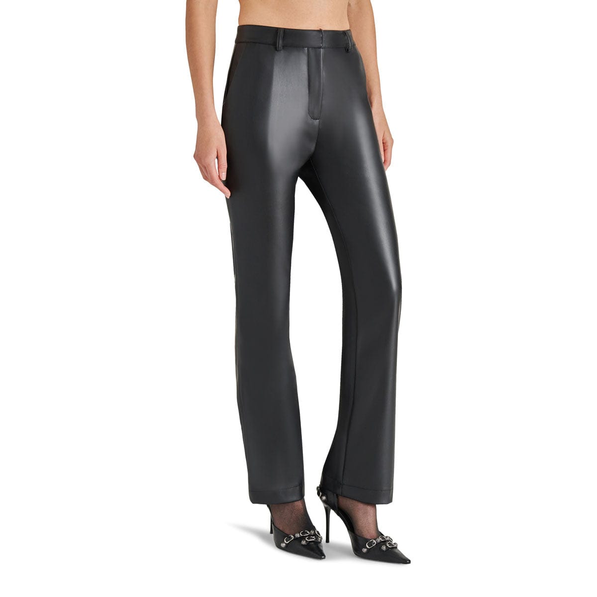Steve Madden Mercer Faux Leather Pant black front | MILK MONEY milkmoney.co | cute pants for women. cute trendy pants.