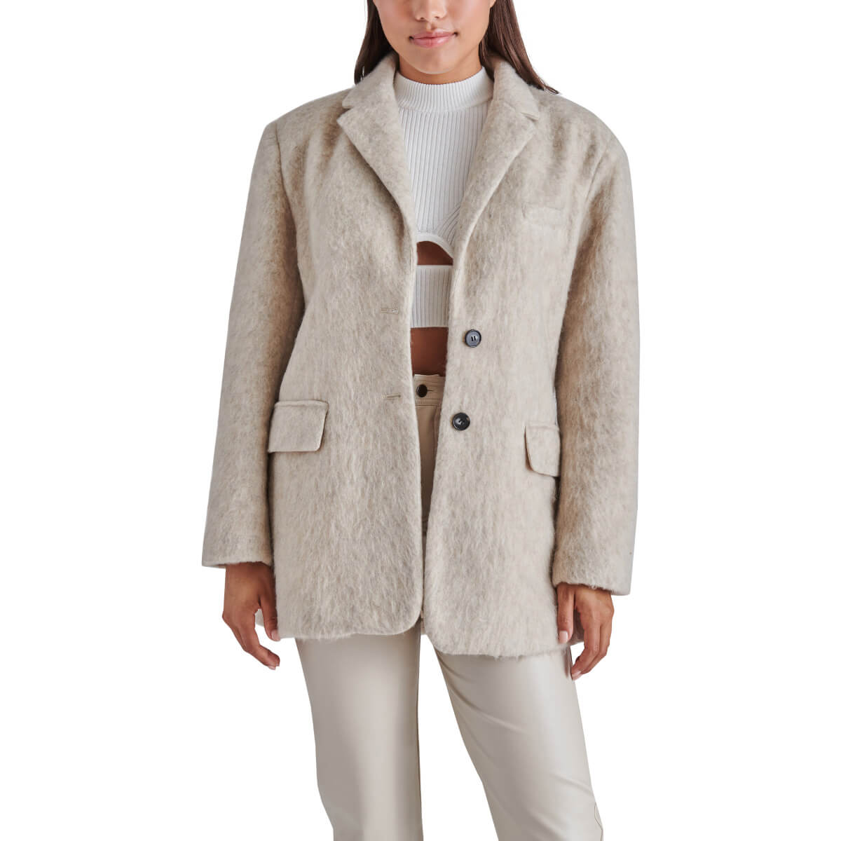 Steve Madden Nana Blazer Coat oatmeal front | MILK MONEY milkmoney.co | cute jackets for women. cute coats. cool jackets for women. stylish jackets for women. trendy jackets for women. trendy womens coats.