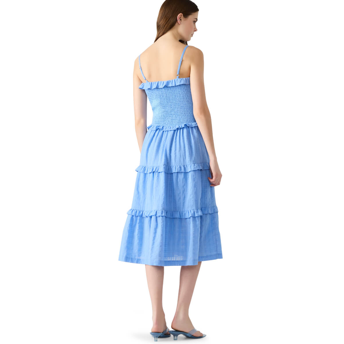 Steve Madden Nash Tiered Cotton Sundress blue back | MILK MONEY milkmoney.co | cute clothes for women. womens online clothing. trendy online clothing stores. womens casual clothing online. trendy clothes online. trendy women's clothing online. ladies online clothing stores. trendy women's clothing stores. cute female clothes.
