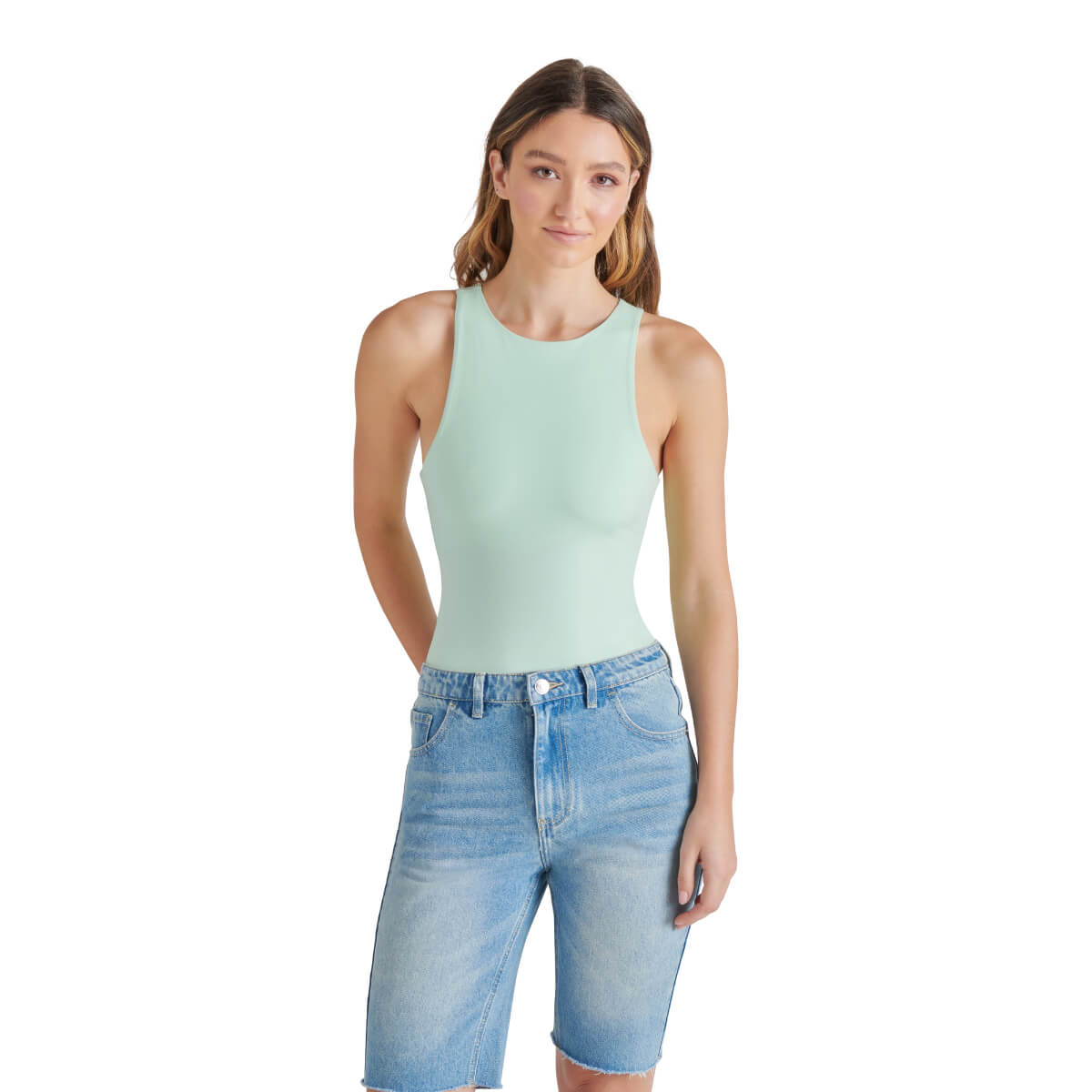 Steve Madden Nico Bodysuit mint front | MILK MONEY milkmoney.co | cute tops for women. trendy tops for women. cute blouses for women. stylish tops for women. pretty womens tops.