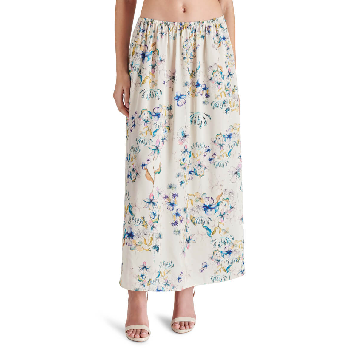 Steve Madden Noemi Floral Print Maxi Skirt white front | MILK MONEY milkmoney.co | cute clothes for women. womens online clothing. trendy online clothing stores. womens casual clothing online. trendy clothes online. trendy women's clothing online. ladies online clothing stores. trendy women's clothing stores. cute female clothes.
