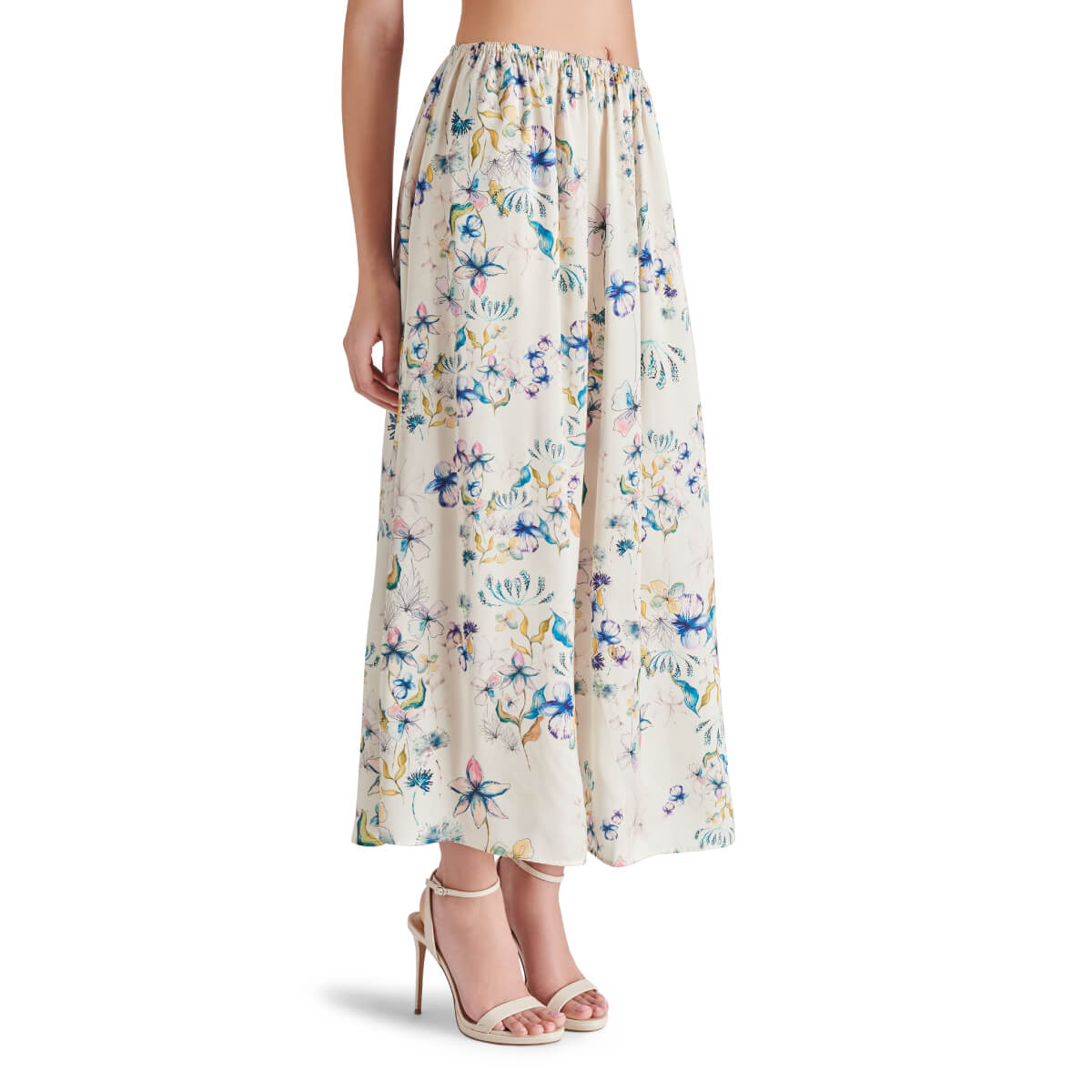 Steve Madden Noemi Floral Print Maxi Skirt white side | MILK MONEY milkmoney.co | cute clothes for women. womens online clothing. trendy online clothing stores. womens casual clothing online. trendy clothes online. trendy women's clothing online. ladies online clothing stores. trendy women's clothing stores. cute female clothes.