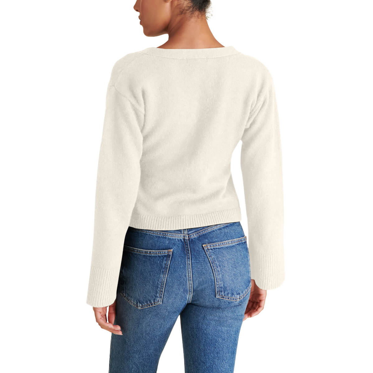 Steve Madden Odelia Knit Cardigan wthite back | MILK MONEY milkmoney.co | cute tops for women. trendy tops for women. cute blouses for women. stylish tops for women. pretty womens tops.