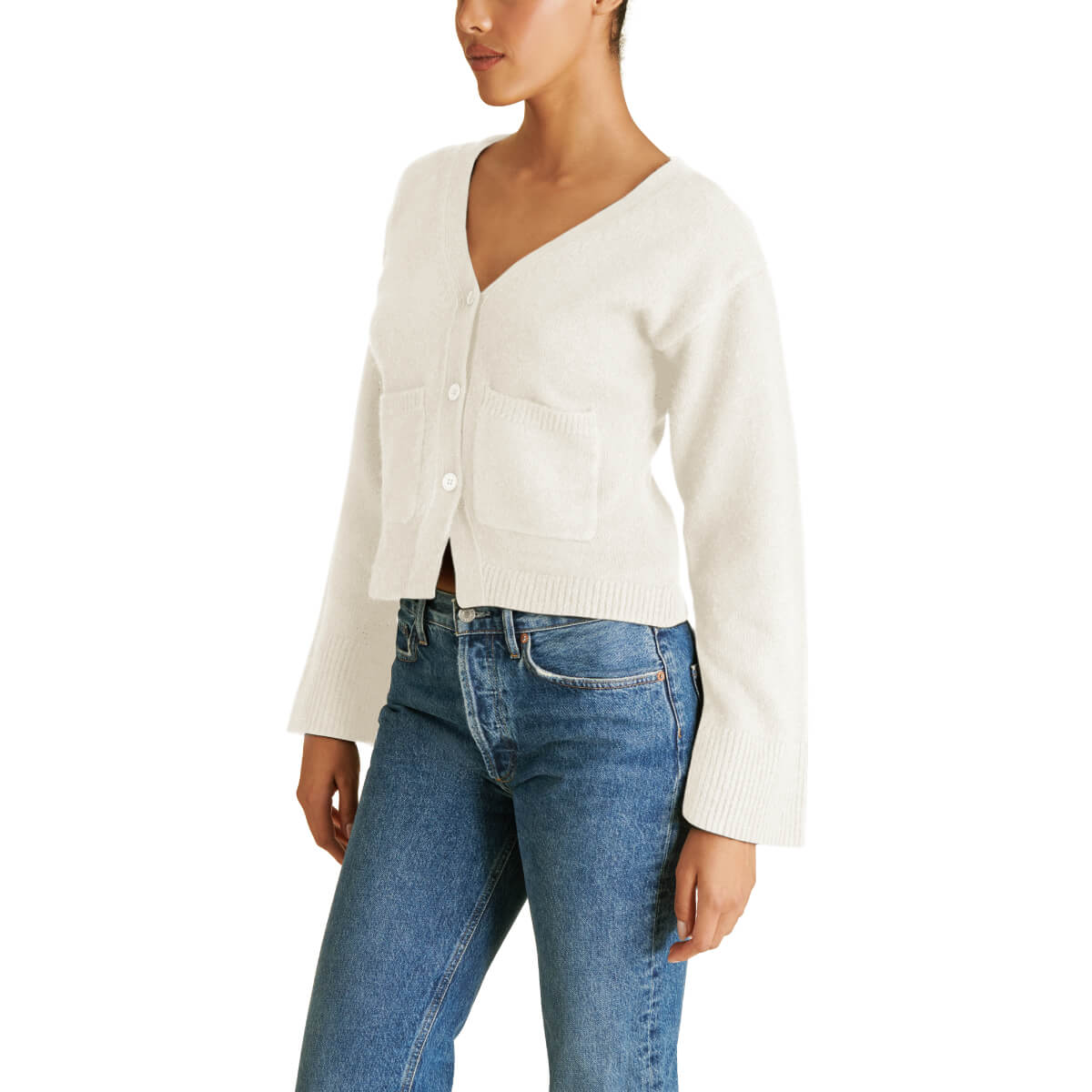 Steve Madden Odelia Knit Cardigan wthite front | MILK MONEY milkmoney.co | cute tops for women. trendy tops for women. cute blouses for women. stylish tops for women. pretty womens tops.