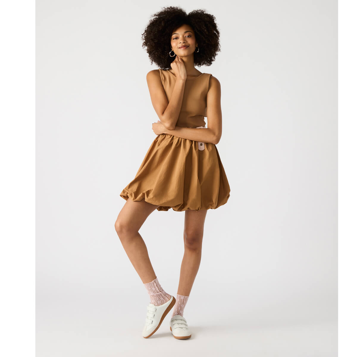Steve Madden Palermo Mixed Media Bubble Hem Dress