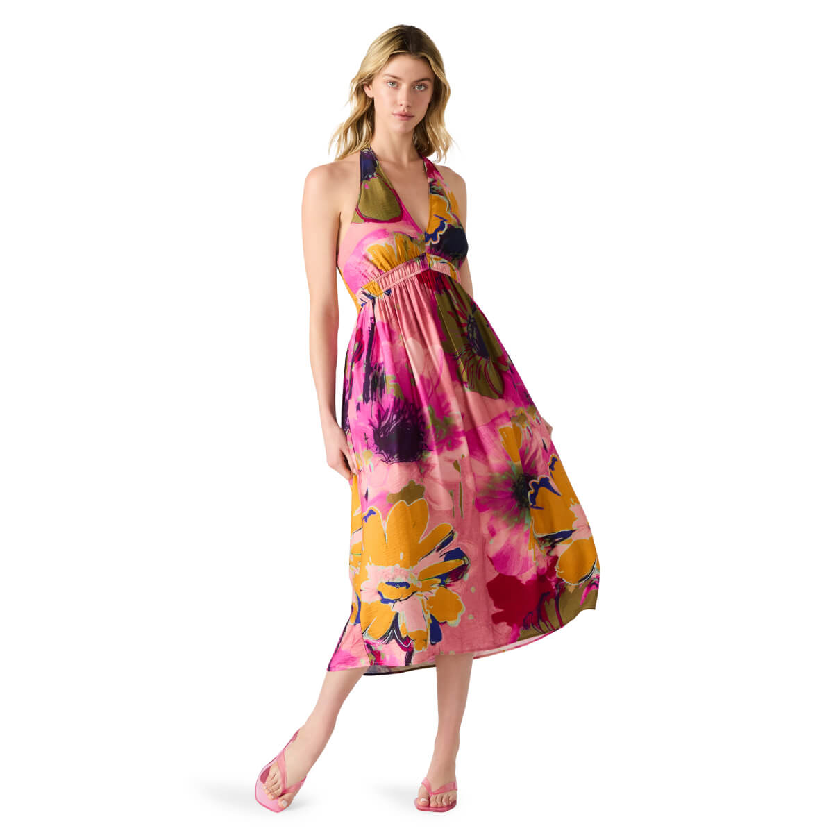 Steve Madden Women's Piper Printed Halter Sleeveless Midi Dress - Multi - Size L