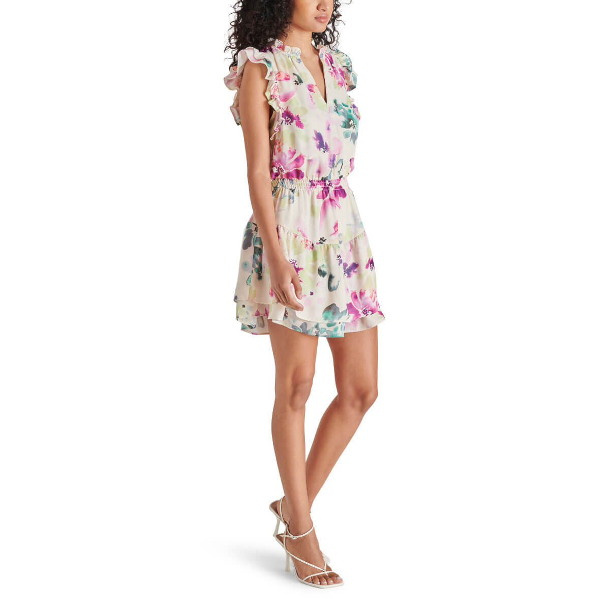 Steve Madden Prairie Dreams Floral Print Minidress white side | MILK MONEY milkmoney.co | cute clothes for women. womens online clothing. trendy online clothing stores. womens casual clothing online. trendy clothes online. trendy women's clothing online. ladies online clothing stores. trendy women's clothing stores. cute female clothes.