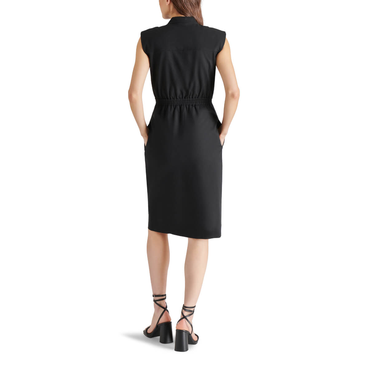 Steve Madden Rey Zip-Front Dress black back | MILK MONEY milkmoney.co | cute clothes for women. womens online clothing. trendy online clothing stores. womens casual clothing online. trendy clothes online. trendy women's clothing online. ladies online clothing stores. trendy women's clothing stores. cute female clothes.