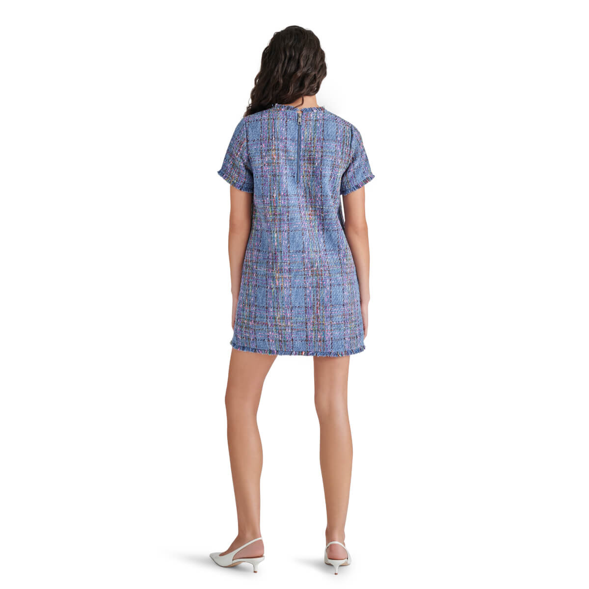 Steve Madden Ria Tweed Shift Minidress blue back | MILK MONEY milkmoney.co | cute clothes for women. womens online clothing. trendy online clothing stores. womens casual clothing online. trendy clothes online. trendy women's clothing online. ladies online clothing stores. trendy women's clothing stores. cute female clothes.