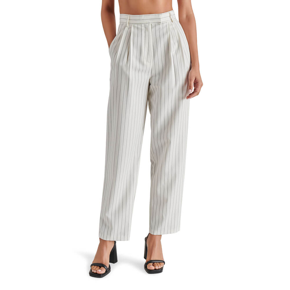 Steve Madden Rumi Pinstripe Pants white front | MILK MONEY milkmoney.co | cute pants for women. cute trendy pants.