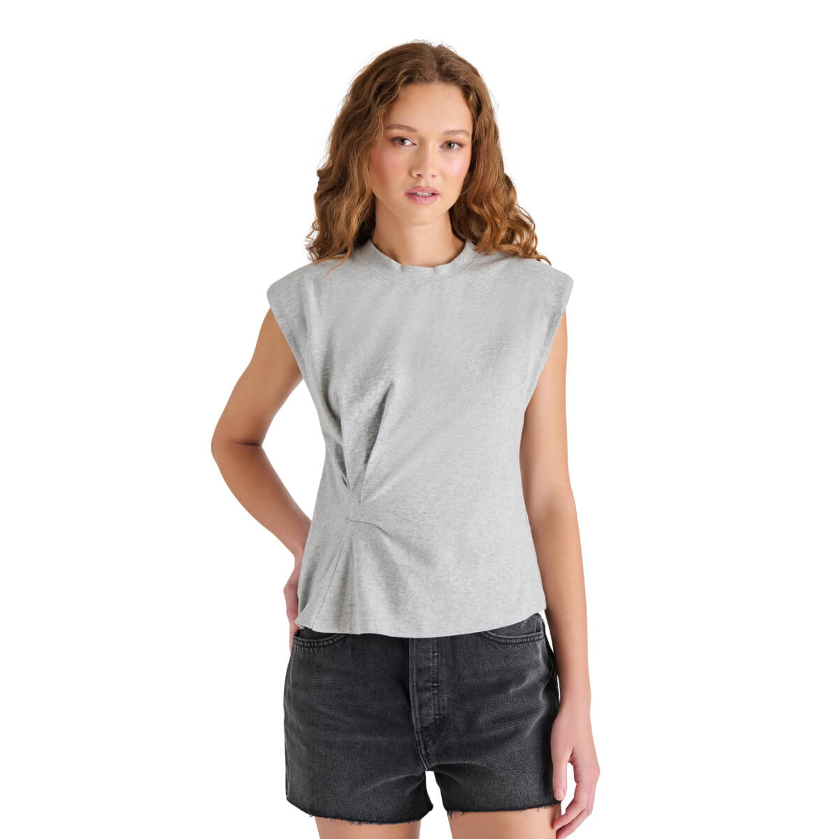 Steve Madden Sebastien Top grey front | MILK MONEY milkmoney.co | cute tops for women. trendy tops for women. cute blouses for women. stylish tops for women. pretty womens tops.