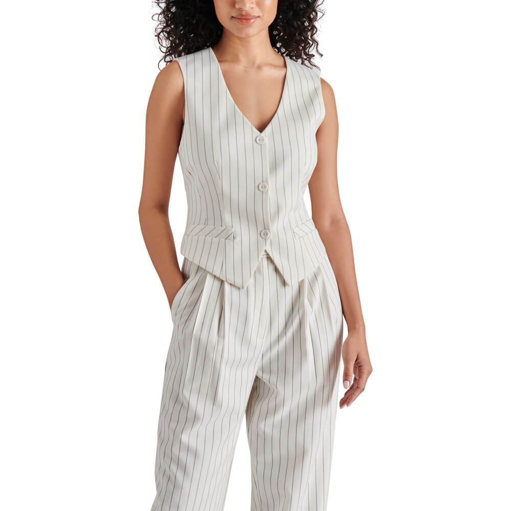 Steve Madden Selene Striped Vest white front | MILK MONEY milkmoney.co | cute tops for women. trendy tops for women. cute blouses for women. stylish tops for women. pretty womens tops.