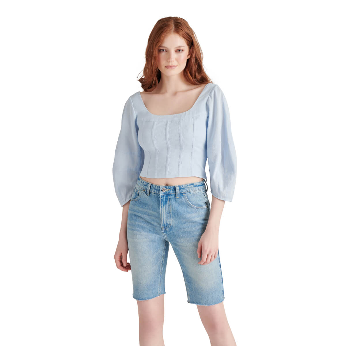 Steve Madden Shy Top blue front | MILK MONEY milkmoney.co | cute tops for women. trendy tops for women. cute blouses for women. stylish tops for women. pretty womens tops.