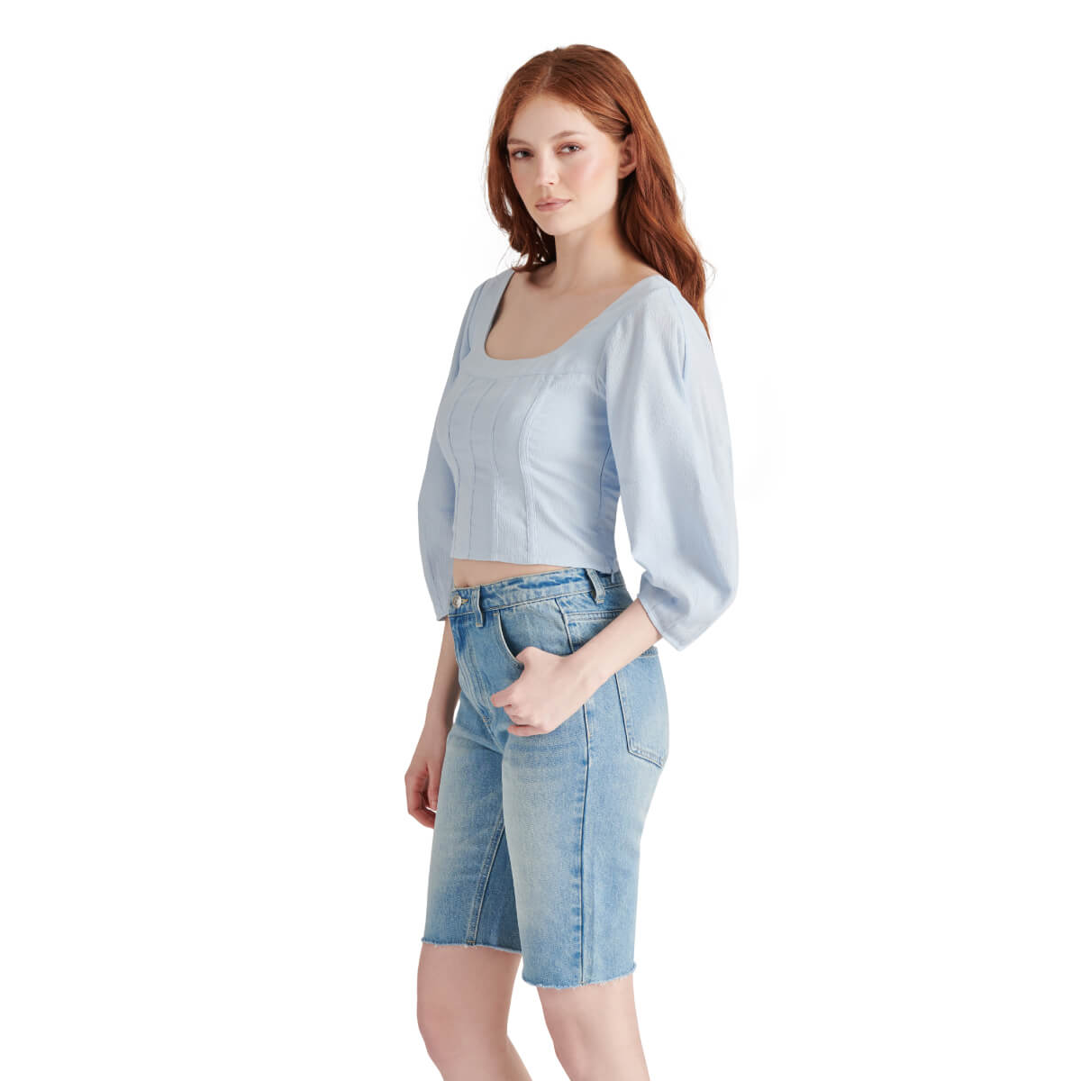 Steve Madden Shy Top blue side | MILK MONEY milkmoney.co | cute tops for women. trendy tops for women. cute blouses for women. stylish tops for women. pretty womens tops.