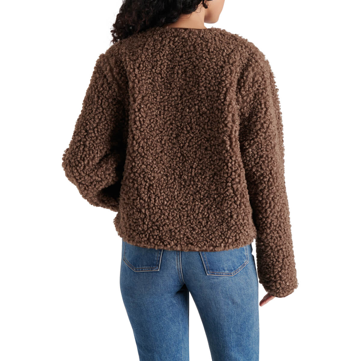 Steve Madden Teddy Sherpa Jacket brown back | MILK MONEY milkmoney.co | cute jackets for women. cute coats. cool jackets for women. stylish jackets for women. trendy jackets for women. trendy womens coats.