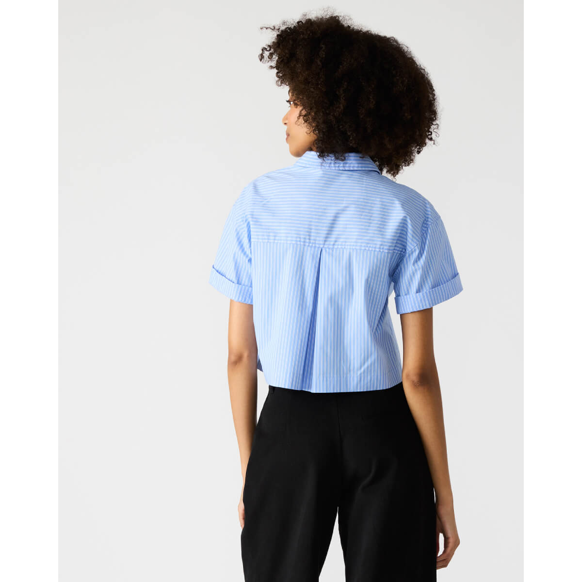 Steve Madden Tula Stripe Short Sleeve Top blue back | MILK MONEY milkmoney.co | cute tops for women. trendy tops for women. cute blouses for women. stylish tops for women. pretty womens tops.