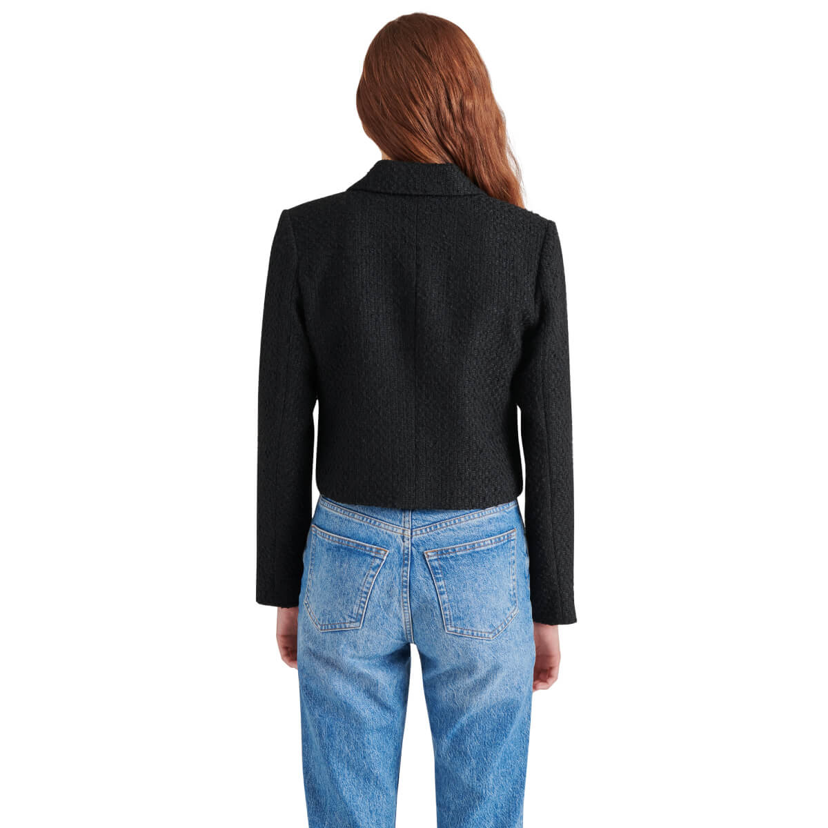 Steve Madden Virginie Cropped Blazer black back | MILK MONEY milkmoney.co | cute clothes for women. womens online clothing. trendy online clothing stores. womens casual clothing online. trendy clothes online. trendy women's clothing online. ladies online clothing stores. trendy women's clothing stores. cute female clothes.