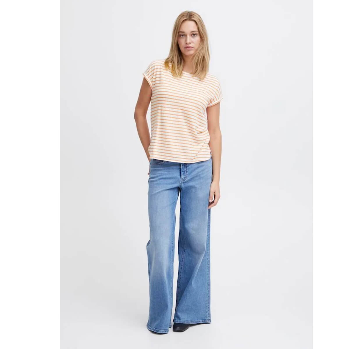 Striped Cap Sleeve T-Shirt orange front | MILK MONEY milkmoney.co | cute tops for women. trendy tops for women. cute blouses for women. stylish tops for women. pretty womens tops.