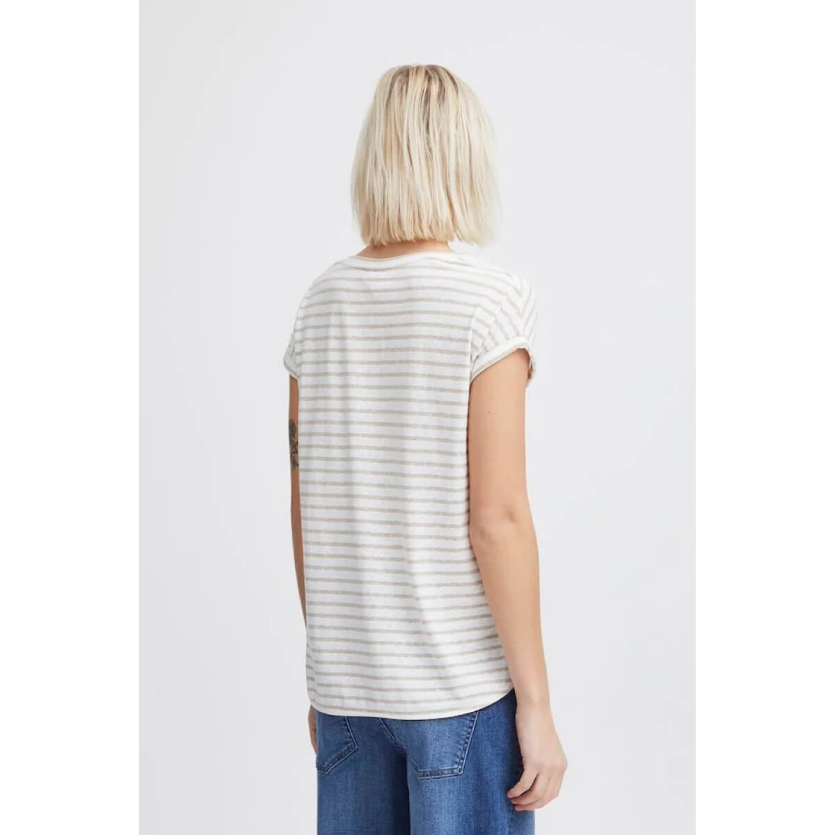 Striped Cap Sleeve T-Shirt taupe back | MILK MONEY milkmoney.co | cute tops for women. trendy tops for women. cute blouses for women. stylish tops for women. pretty womens tops.